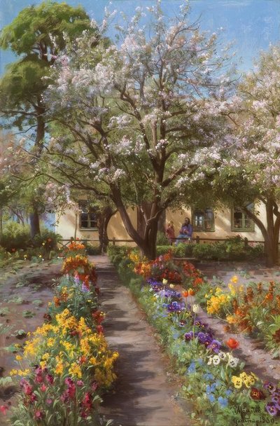 Jardin fleuri au printemps - Peder Monsted