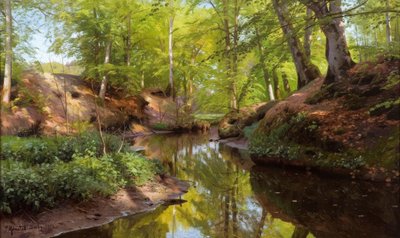Jour ensoleillé au ruisseau forestier - Peder Monsted