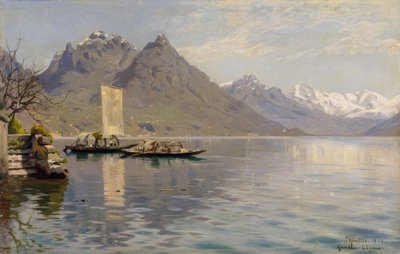 Soleil sur le lac de Lugano - Peder Monsted