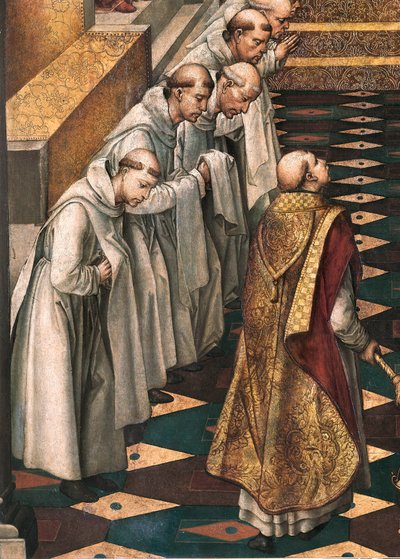 Apparition de la Vierge à la communauté des moines dominicains, détail - Pedro Berruguete