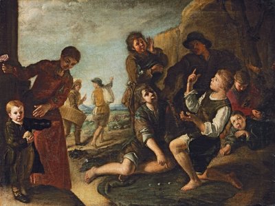 Garçons jouant aux dés - un modello - Pedro Nunez de Villavicenzio