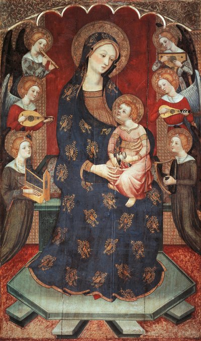 Madonna avec enfant et anges jouant de la musique - Pedro Serra