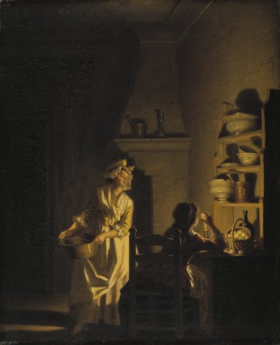 Le test des œufs, intérieur de cuisine - Pehr Hilleström