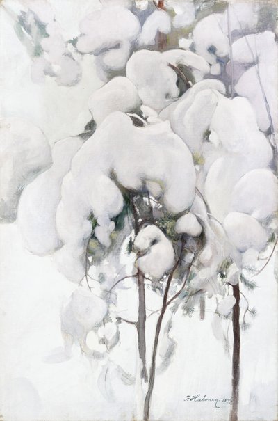 Jeunes pins couverts de neige - Pekka Halonen