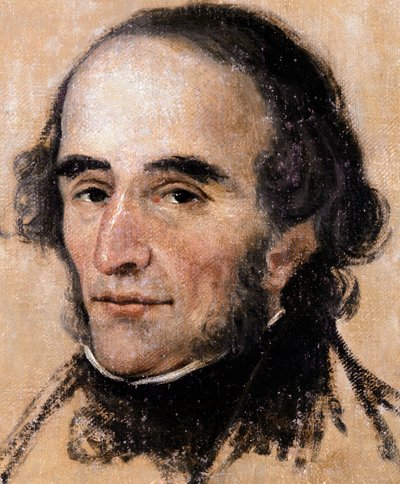 Portrait de Nicolo Paganini (1782-1840) violoniste et compositeur italien. Peinture de Pelagio Palagi (1775-1860). Gênes, Museo d