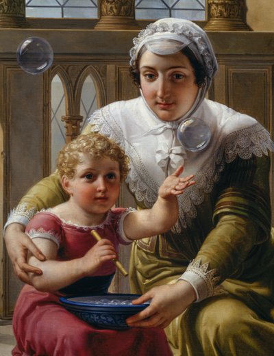 Femme avec enfant et bulles de savon (détail) - Pelagio Palagi