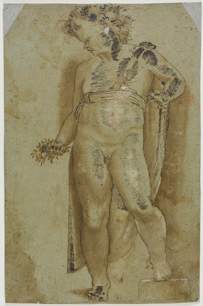 Putto tenant des fleurs - Pellegrino Tibaldi