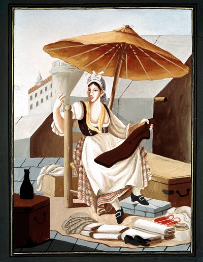 Petit métier napolitain : un vendeur ambulant de tissus et de linge - (Ancien métier : vendeur de tissus et de linge) - Pelliccia