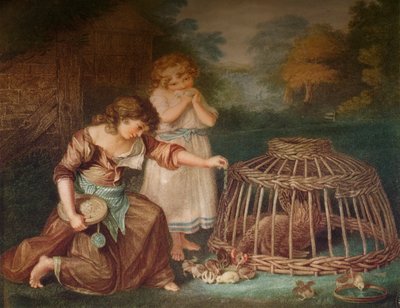 Nourrir les poulets, vers 1788 - Peltro William Tomkins