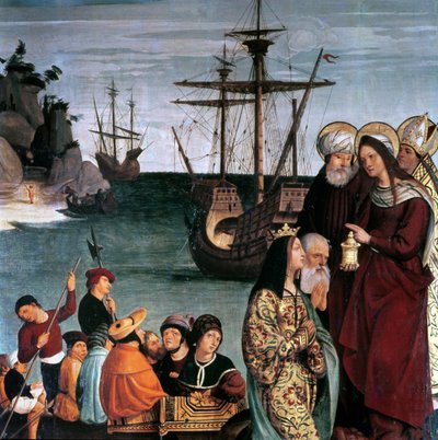 Marie-Madeleine embarquant sur un navire, du retable de Sainte Madeleine - Pera Matas