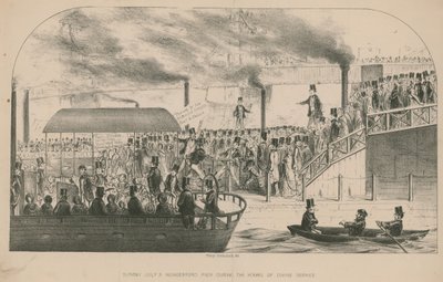 Hungerford Pier pendant les heures de service divin - Percy Cruikshank