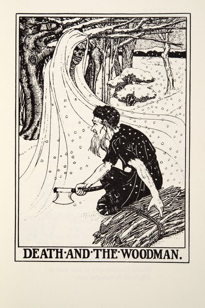 La Mort et le Bûcheron, des Fables de Fontaine, pub. 1905 (gravure) - Percy J. Billingshurst