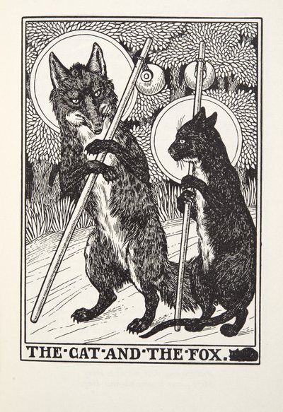 Le Chat et le Renard, des Fables de Fontaine, pub. 1905 - Percy J. Billingshurst