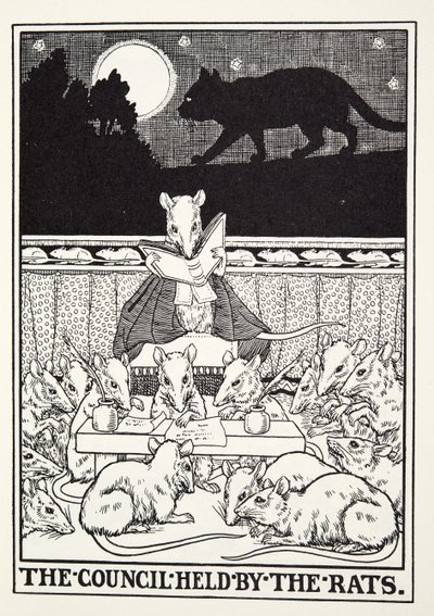 Le Conseil tenu par les Rats, des Fables de La Fontaine, pub. 1905 - Percy J. Billingshurst