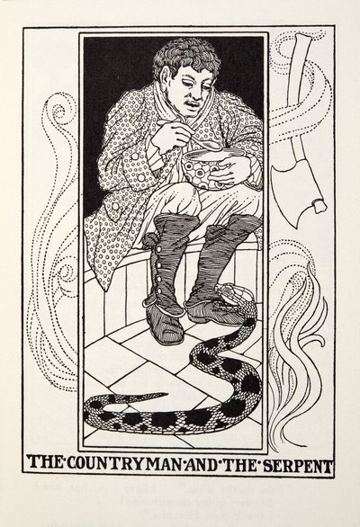 Le Paysan et le Serpent, des Fables de Fontaine, pub. 1905 - Percy J. Billingshurst