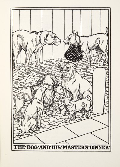 Le Chien et le Dîner de son Maître, des Fables de Fontaine, pub. 1905 - Percy J. Billingshurst