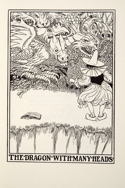 Le Dragon à plusieurs têtes, des Fables de Fontaine, pub. 1905 - Percy J. Billingshurst