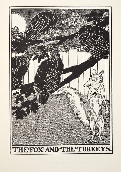Le Renard et les Dindons, des Fables de Fontaine, pub. 1905 - Percy J. Billingshurst