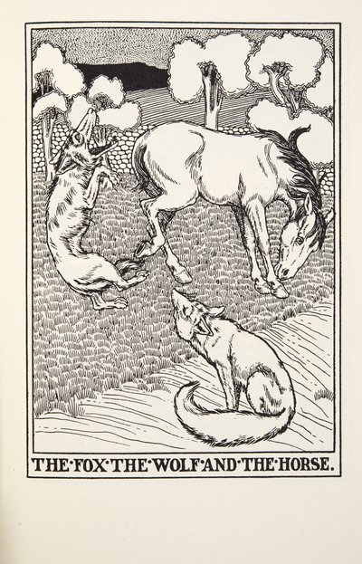 Le Renard, le Loup et le Cheval, des Fables de Fontaine, pub. 1905 - Percy J. Billingshurst