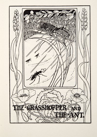 La Cigale et la Fourmi, des Fables de Fontaine, pub. 1905 - Percy J. Billingshurst