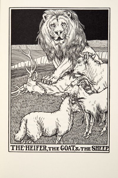 La Génisse, la Chèvre et la Brebis, des Fables de La Fontaine, pub. 1905 - Percy J. Billingshurst