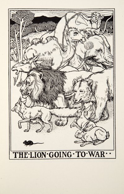 Le Lion partant en guerre, des Fables de La Fontaine, pub. 1905 - Percy J. Billingshurst