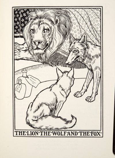 Le Lion, le Loup et le Renard, des Fables de Fontaine, pub. 1905 - Percy J. Billingshurst