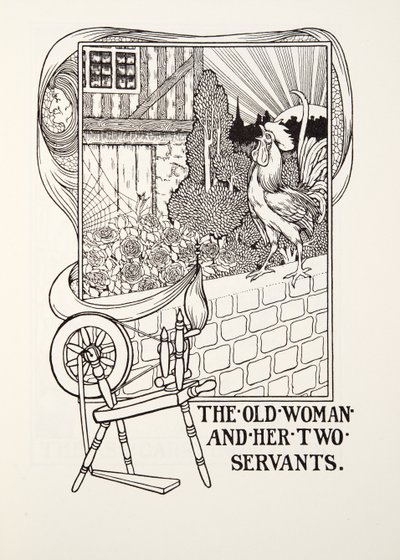 La Vieille Femme et ses Deux Servantes, des Fables de Fontaine, pub. 1905 (gravure) - Percy J. Billingshurst