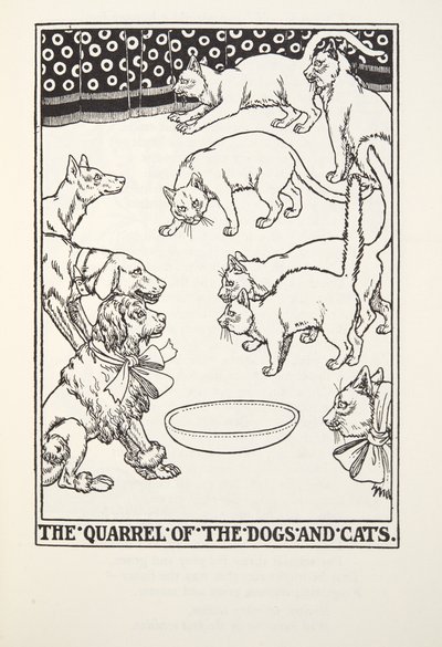 La Querelle des Chiens et des Chats, des Fables de Fontaine, pub. 1905 - Percy J. Billingshurst