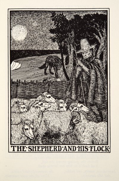 Le Berger et son Troupeau, des Fables de La Fontaine, pub. 1905 - Percy J. Billingshurst