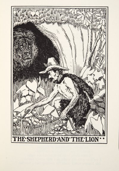 Le Berger et le Lion, des Fables de Fontaine, pub. 1905 - Percy J. Billingshurst