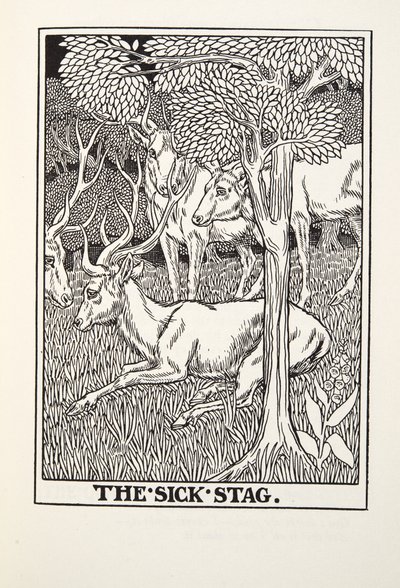 Le Cerf malade, des Fables de Fontaine, pub. 1905 - Percy J. Billingshurst