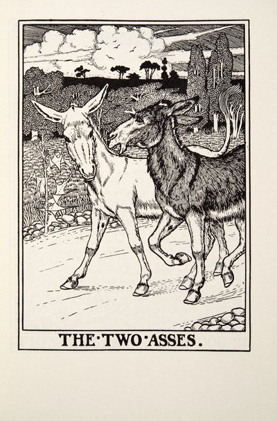 Les Deux Ânes, des Fables de La Fontaine, pub. 1905 - Percy J. Billingshurst