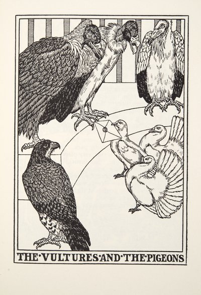 Les Vautours et les Pigeons, des Fables de Fontaine, pub. 1905 - Percy J. Billingshurst