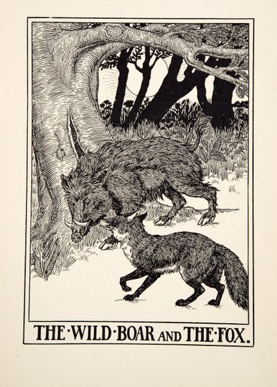 Le sanglier et le renard, de Cent fables d