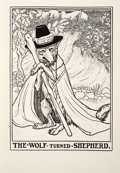 Le Loup devenu berger, des Fables de La Fontaine, pub. 1905 - Percy J. Billingshurst