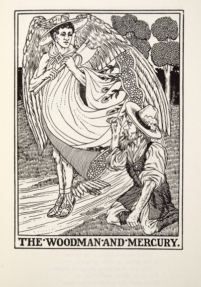 Le Bûcheron et Mercure, des Fables de Fontaine, pub. 1905 - Percy J. Billingshurst