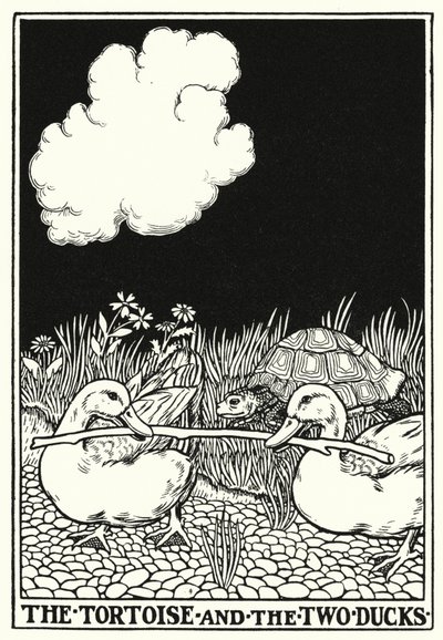 Fables de La Fontaine : La tortue et les deux canards (lithographie) - Percy James Billinghurst