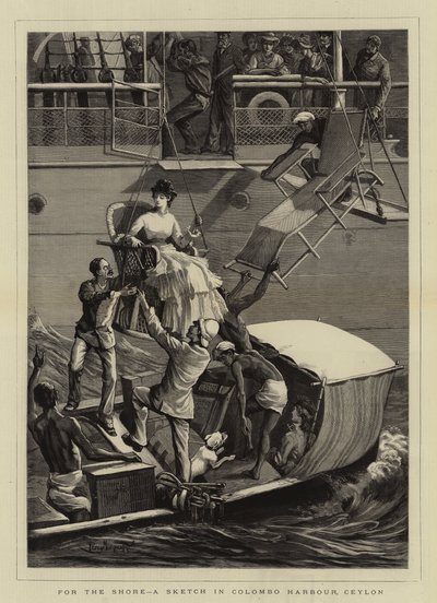 Pour le rivage, une esquisse dans le port de Colombo, Ceylan - Percy Macquoid