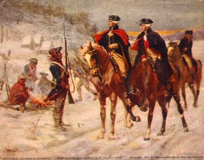 Washington et Lafayette à Valley Forge / Peinture de Dunsmore. Vers 1907. - Percy Moran