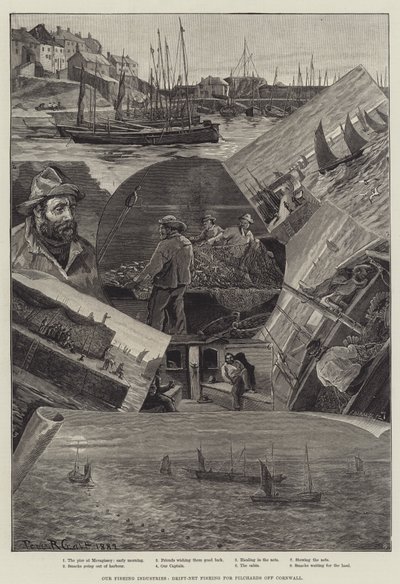 Nos industries de pêche, pêche au filet dérivant pour les pilchards au large de Cornwall - Percy Robert Craft