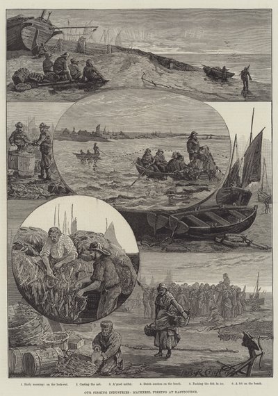 Nos industries de pêche, pêche au maquereau à Eastbourne (gravure) - Percy Robert Craft