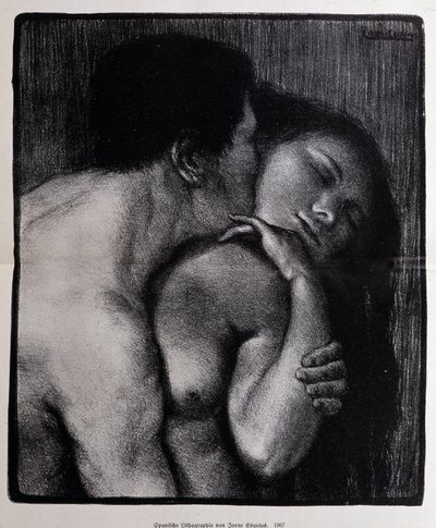 Homme embrassant une femme. Lithographie par Pere Torne-Esquius - Pere Torne Esquius