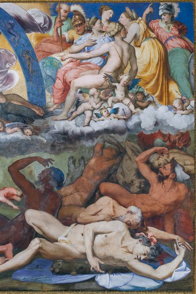 Zeus frappant les Géants rebelles (la Chute des Géants) dans la Salle de Jupiter - Perino del Vaga