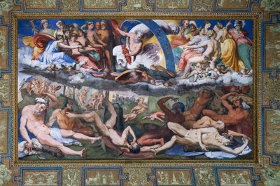 Zeus frappant les Géants rebelles (la Chute des Géants) dans la Salle de Jupiter - Perino del Vaga