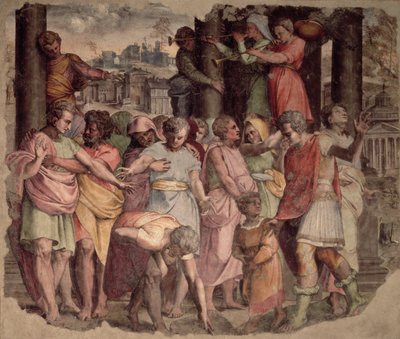 Tarquinius le Superbe fondant le Temple de Jupiter sur la colline du Capitole, vers 1525 - Perino del Vaga