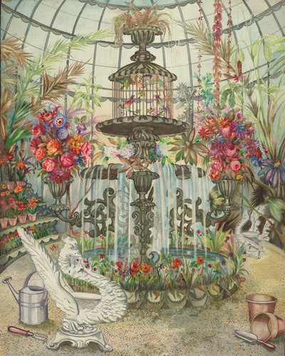 Fontaine de la serre, vers 1938 - Perkins Harnly