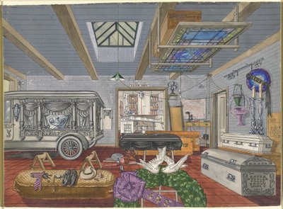 Garage du salon funéraire, 1917 - Perkins Harnly