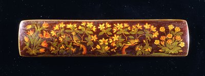 Un Qalamdan, représentant des pinsons perchés sur des branches de fleurs de prunier - Persian School