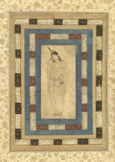 Une dame debout, Isfahan, c.1620-25 - Persian School